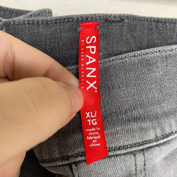 SPANX Vintage Gray Distressed Skinny Denim Leggings Style 20213R Size XL - Picture 4 of 10
